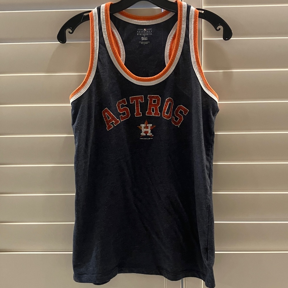 Astros Tank Top with Orange Trim